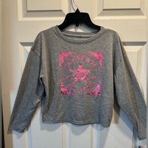 Converse girls long sleeve t-shirt in heather grey and pink size S (8/10)